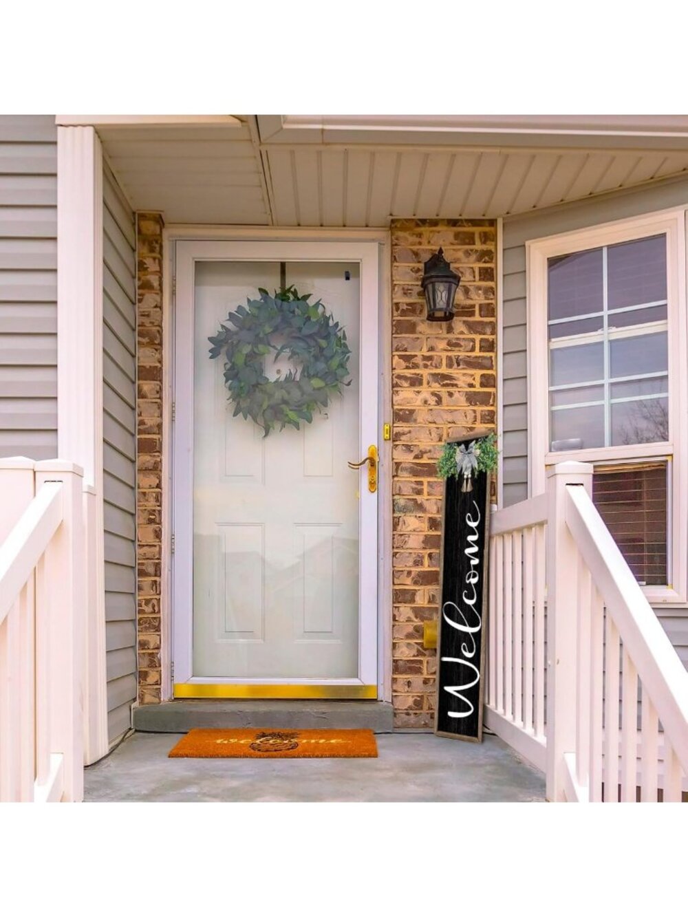 Rustic Vertical Welcome Sign for Front Porch - 45" Tall Outdoor Decor, Farmhouse - Picture 6 of 7
